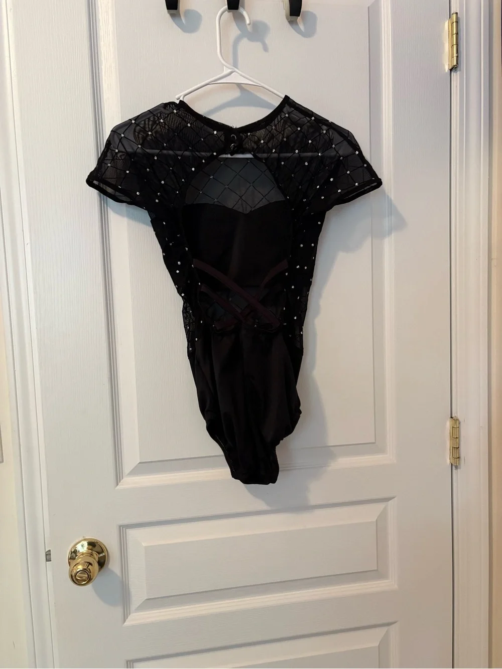 Black Crystal-Embellished Dance Leotard